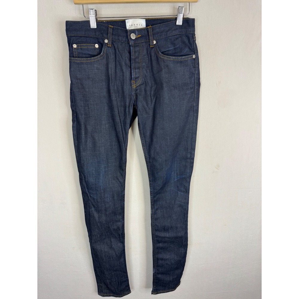 Sandro Paris Mens Skinny‎ Fit Dark Indigo Raw Denim Jeans Men 28x32